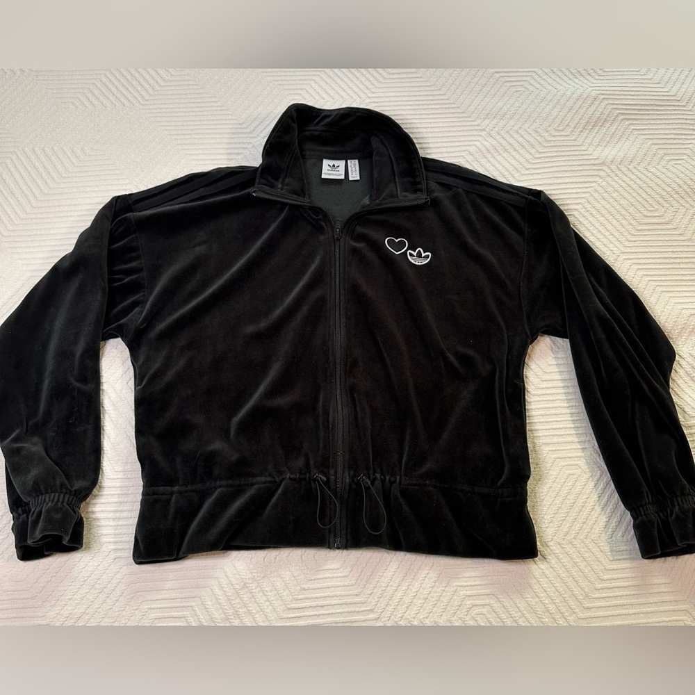 Adidas Velvet bomber style zipper jacket. Size S